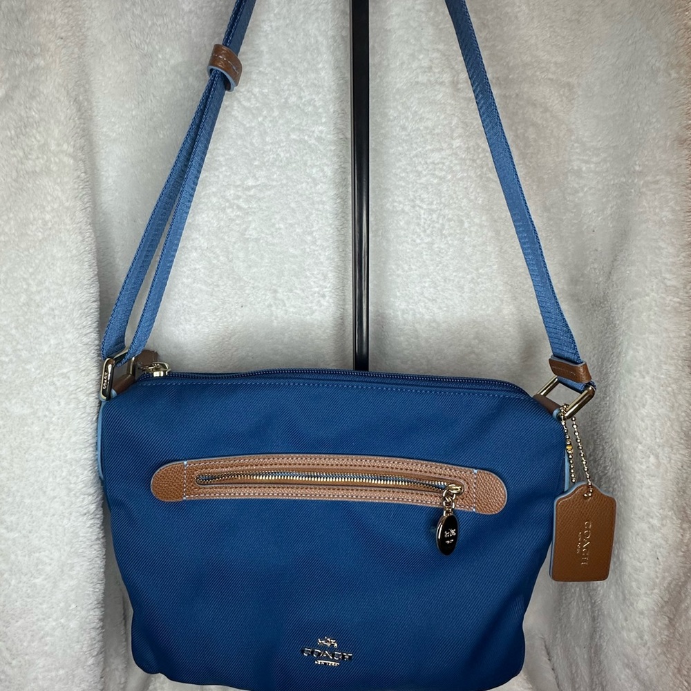 Coach Royal Blue and Tan Crossbody Bag